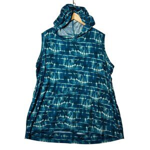 Livi Lane Bryant 22/24 Blue Tie-Dye Sleeveless Hoodie With Kangaroo Pocket